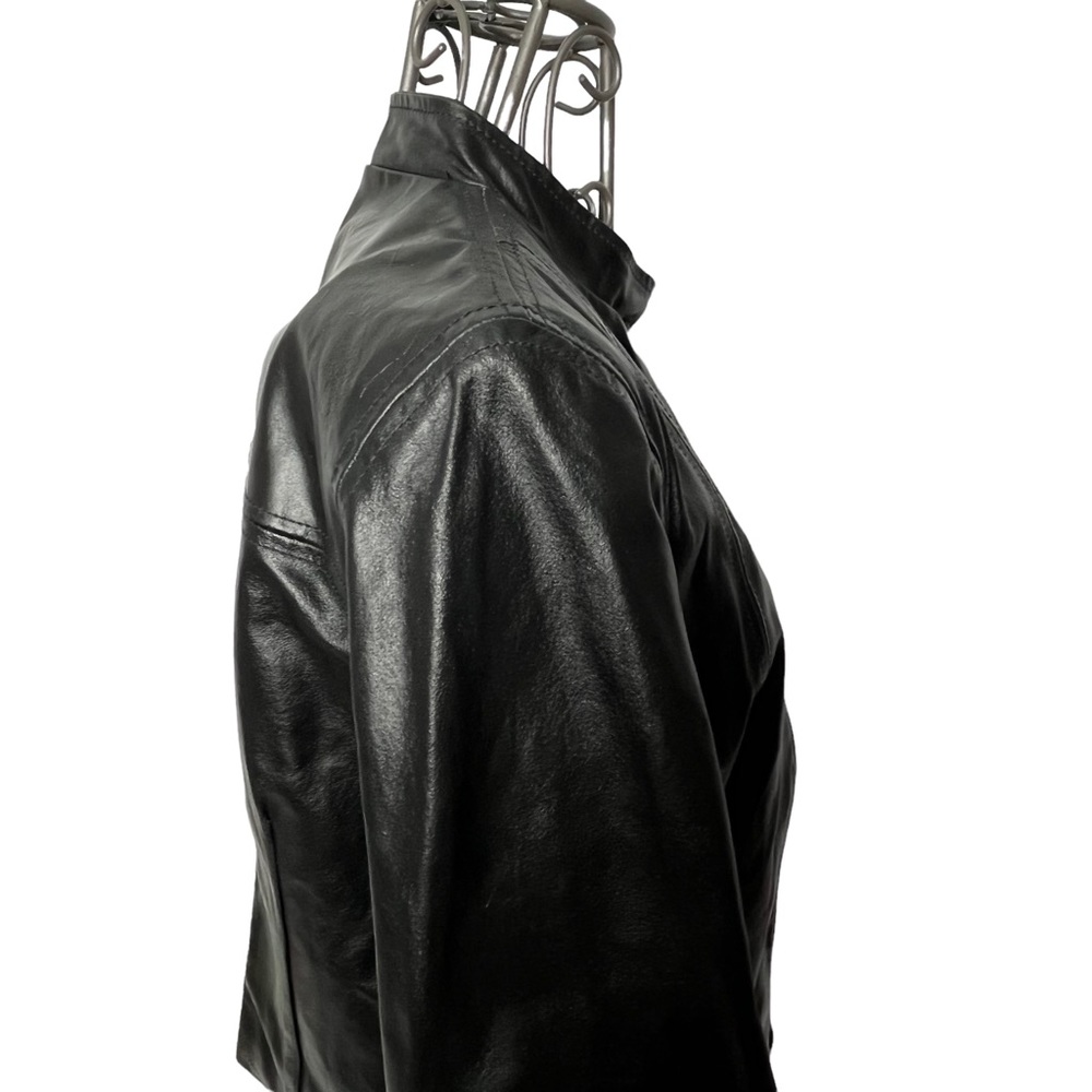 BRIGGY Vintage Vera Pelle Short Long Sleeve Mock Neck Leather Jacket Large - Picture 5 of 16